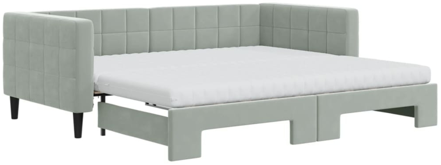 vidaXL Tagesbett Ausziehbar mit Matratzen Hellgrau 90x190 cm Samt 3196728 Bild 1