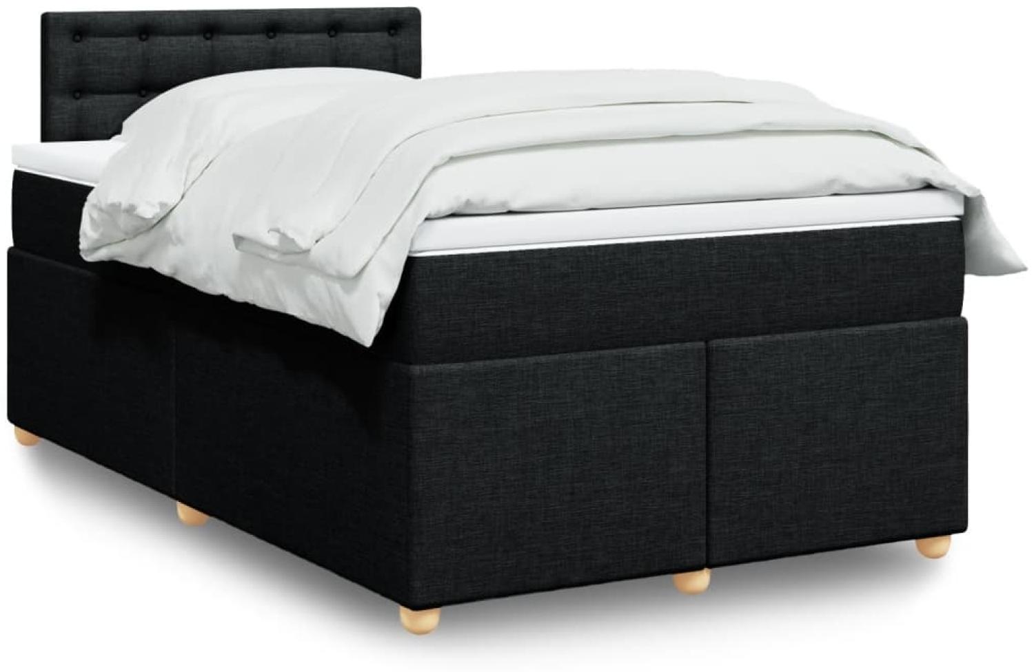 vidaXL Boxspringbett mit Matratze Schwarz 120x200 cm Stoff 3288963 Bild 1