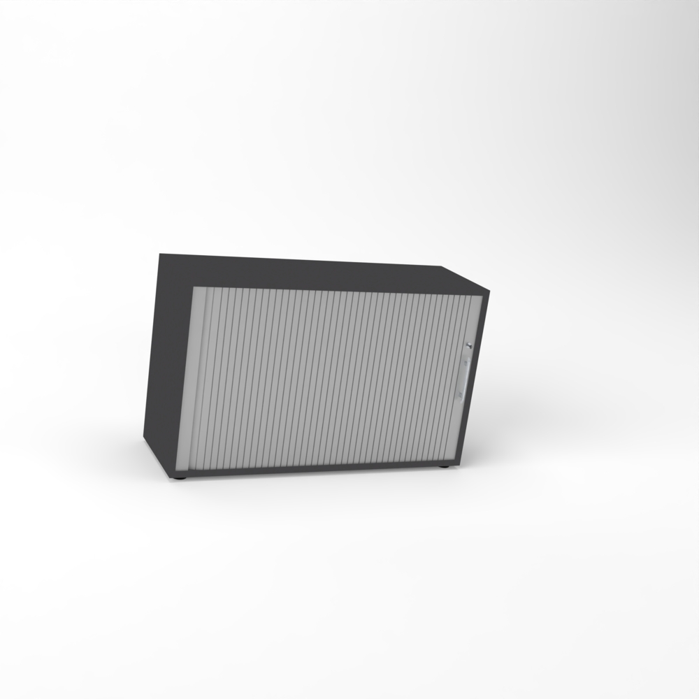 Rheinland Möbel Querrollladenschrank Rollino 120×40×75 cm – abschließbarer Rollladenschrank 2OH in Graphit/Silber mit Metall-Bogengriff Bild 1