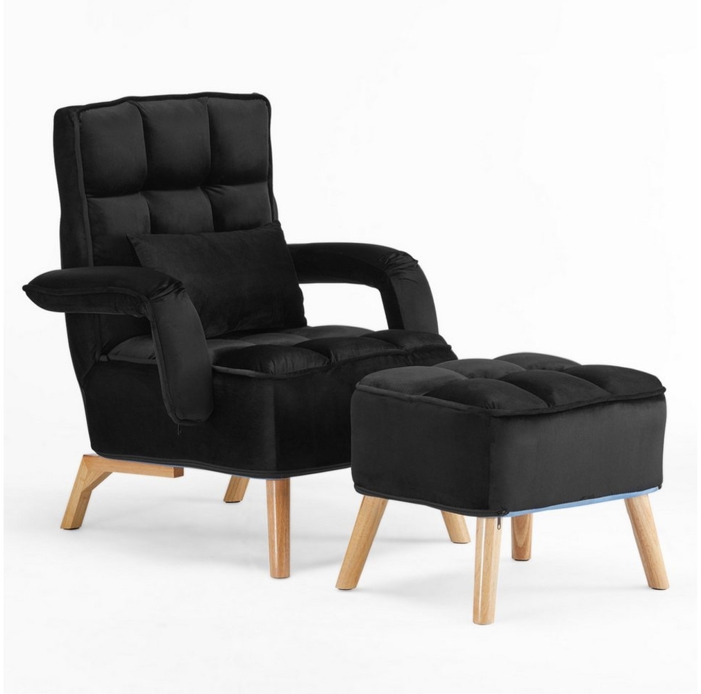 CLIPOP Relaxsessel Loungesessel Polsterstuhl (Relaxsessel mit Hocker), Fernsehsessel aus Samtbezug Bild 1