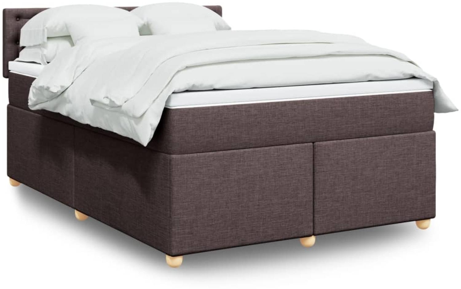 vidaXL Boxspringbett mit Matratze Dunkelbraun 140x200 cm Stoff 3289020 Bild 1