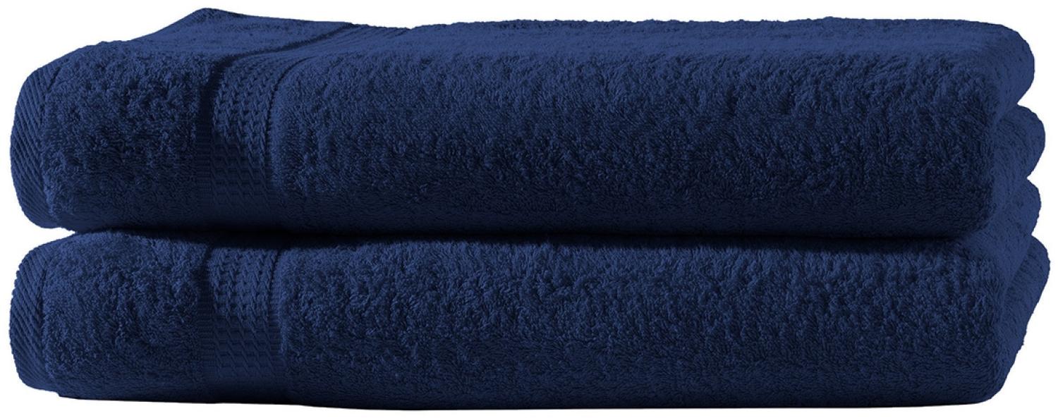 Müskaan - 2er Set Frottee Handtücher Elegance 50x100 cm 100% Baumwolle 500 g/m² Handtuch navyblau Bild 1