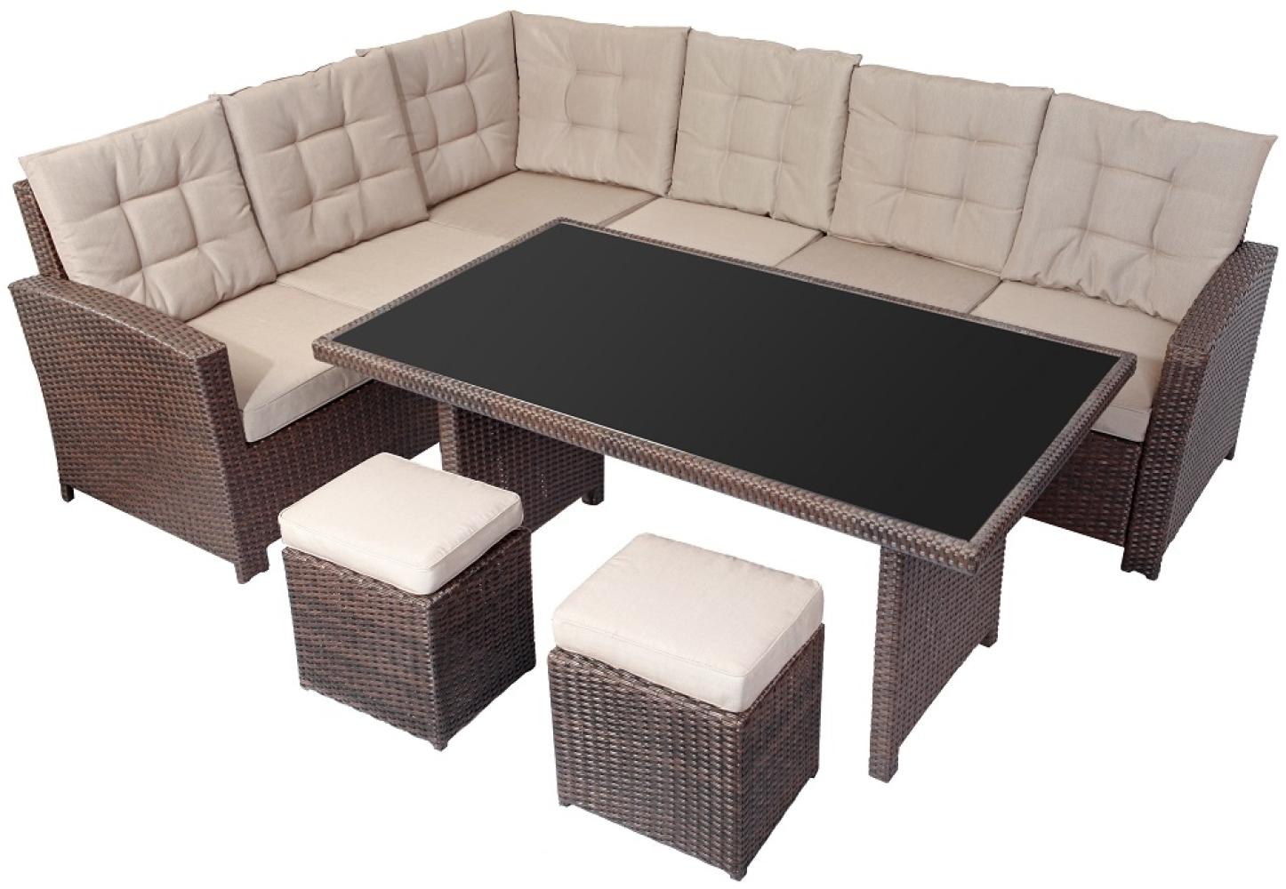 XXL Alu Polyrattan Terrassen Lounge Set Gartenlounge Sitzgruppe Glastisch 4-tlg. Bild 1