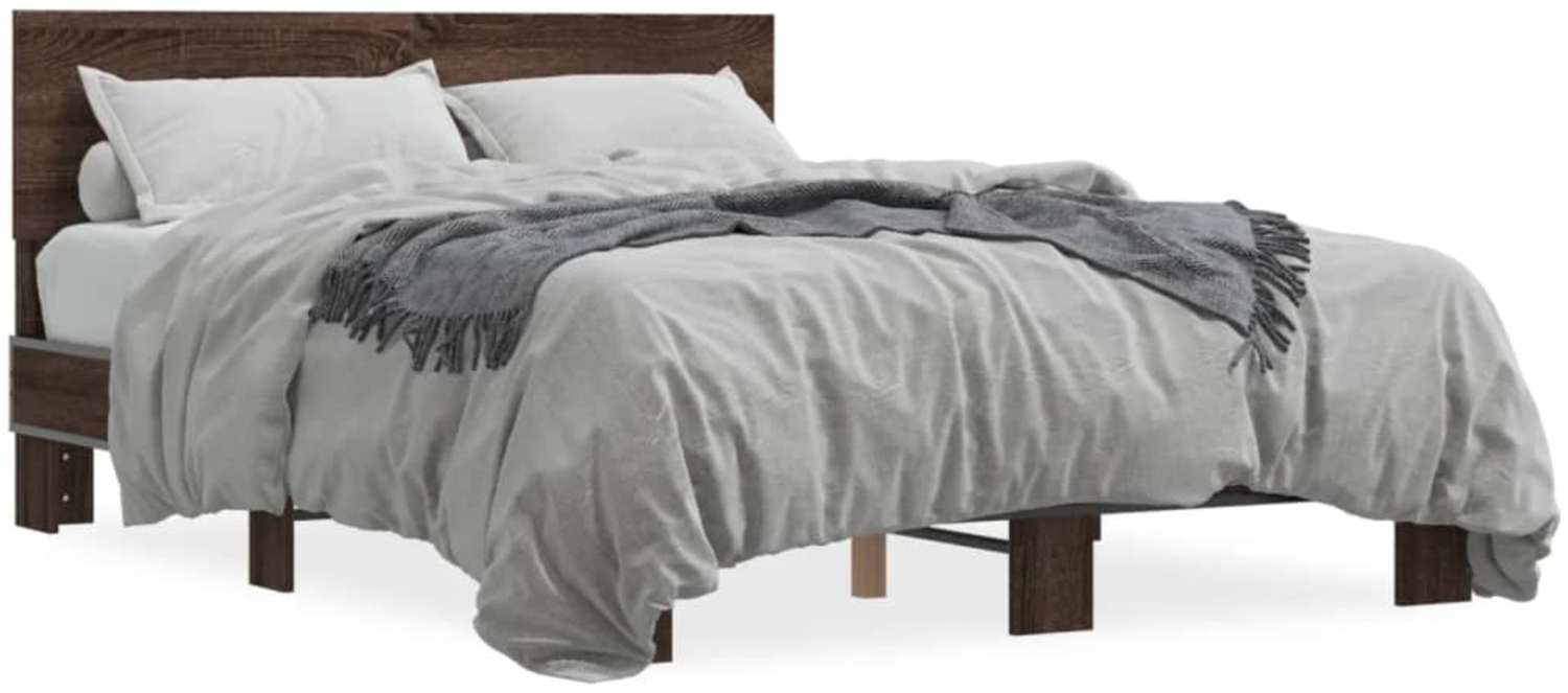 vidaXL Bettgestell Braun Eichen-Optik 120x190 cm Holzwerkstoff Metall 3280206 Bild 1