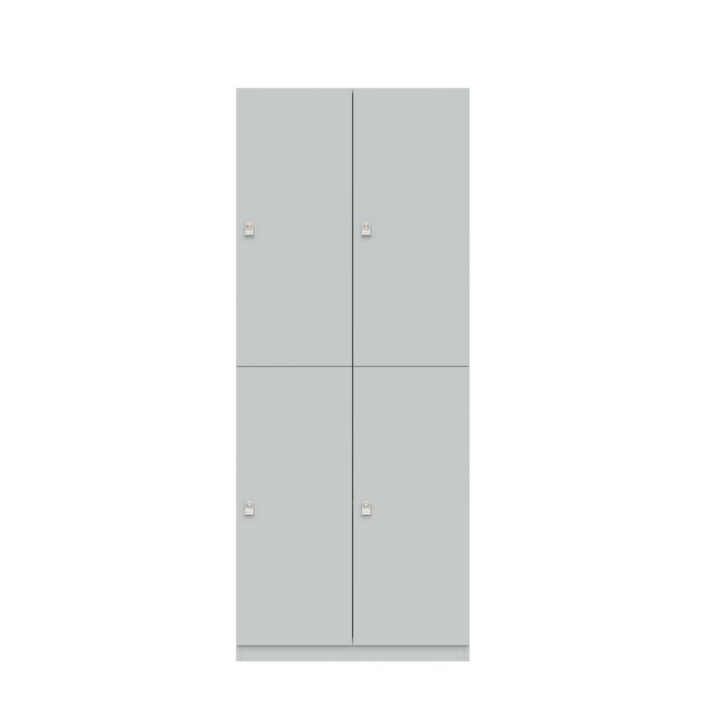 Pren Garderobenschrank, 2 Abteile mit je zwei Türen, inkl. Garderobenstange und 3 Haken, Zylinderschloss, Maße: H 1970 x B 800 x T 500 mm, Farbe 005 weiß Bild 1