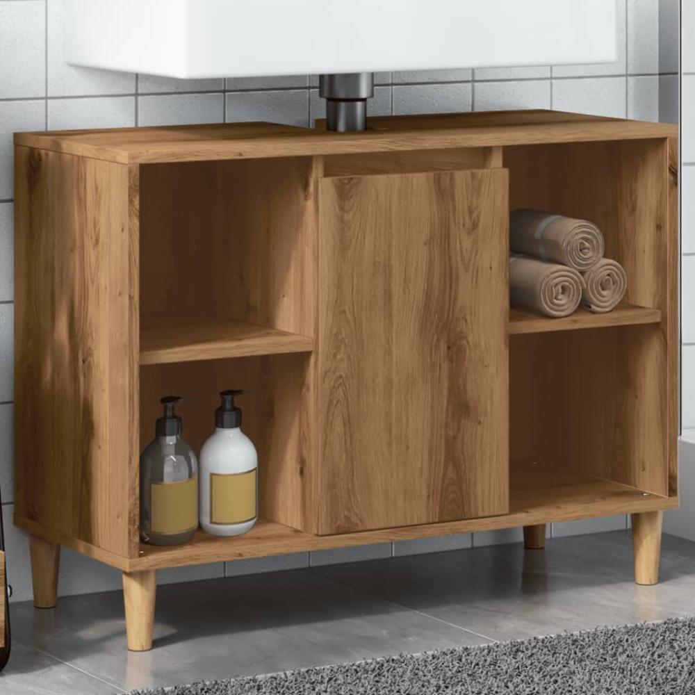 Badschrank Braun Artisan-Eiche 80x33x60 cm Holzwerkstoff Bild 1