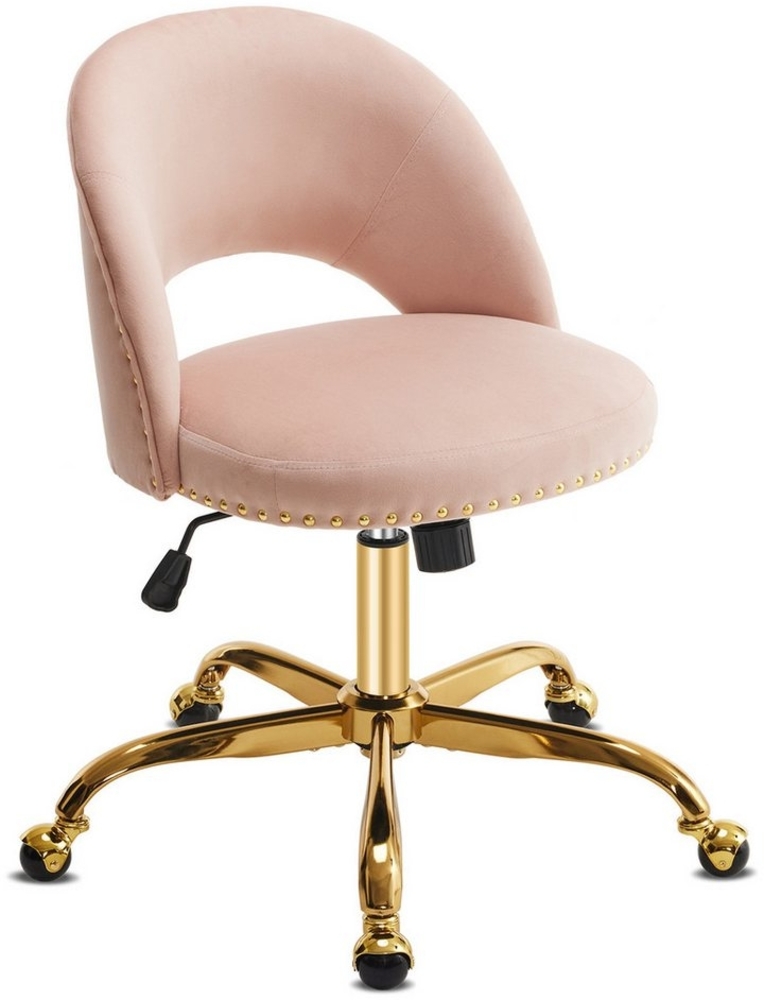 VINGLI Bürostuhl Schreibtischstuhl, Drehstuhl mit goldenen Nieten, Schminktisch Stuhl, Wippfunktion 105°-120°, 360° Drehbar, bis 136KG, Homeoffice Stuhl Bild 1