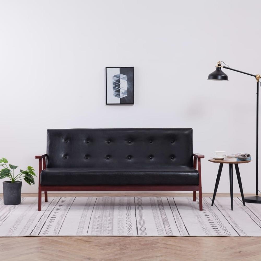 vidaXL Sofa 3-Sitzer Schwarz Kunstleder 248643 Bild 1