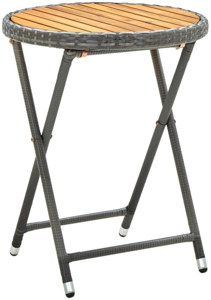 vidaXL Beistelltisch Grau 60 cm Poly Rattan und Akazie Massivholz 316510 Bild 1
