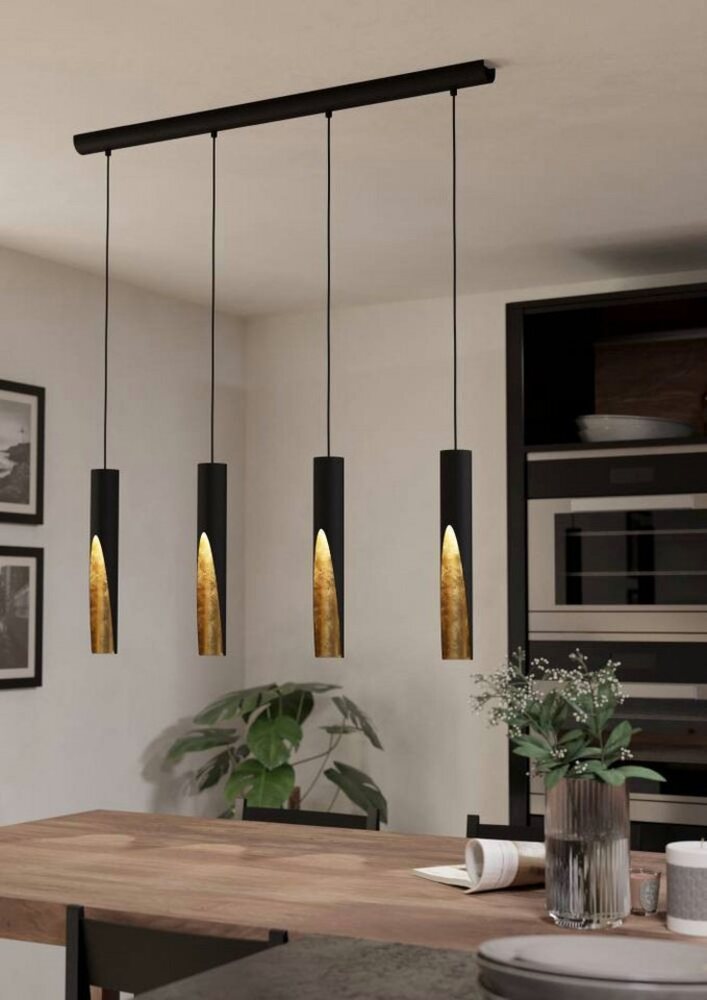 Eglo 900873 Hängeleuchte BARBOTTO Stahl schwarz, gold GU10 4X4,5W L:92. 5cm B:6cm H:110cm Bild 1