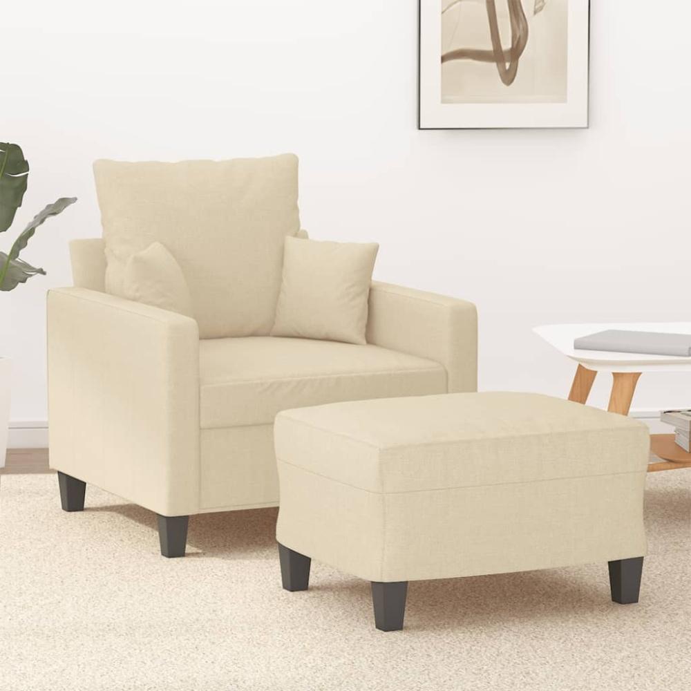 vidaXL Sessel mit Hocker Creme 60 cm Stoff 3201083 Bild 1