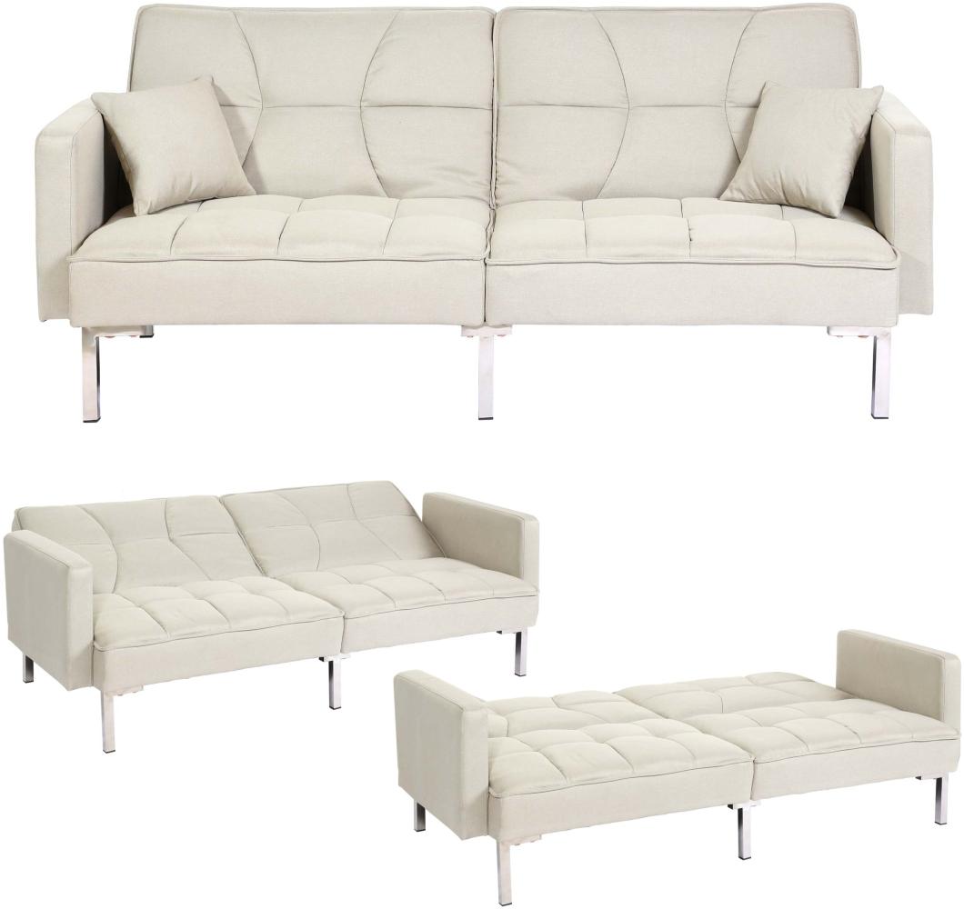 Schlafsofa HWC-K65, Schlafcouch Bettsofa Gästebett, Schlaffunktion Liegefläche 170x104 cm ~ Stoff/Textil creme-beige Bild 1