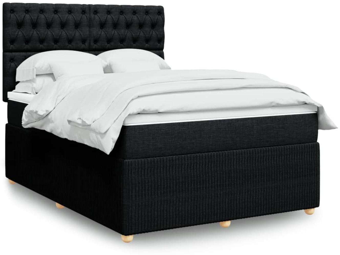 vidaXL Boxspringbett mit Matratze Schwarz 140x200 cm Stoff 3294388 Bild 1