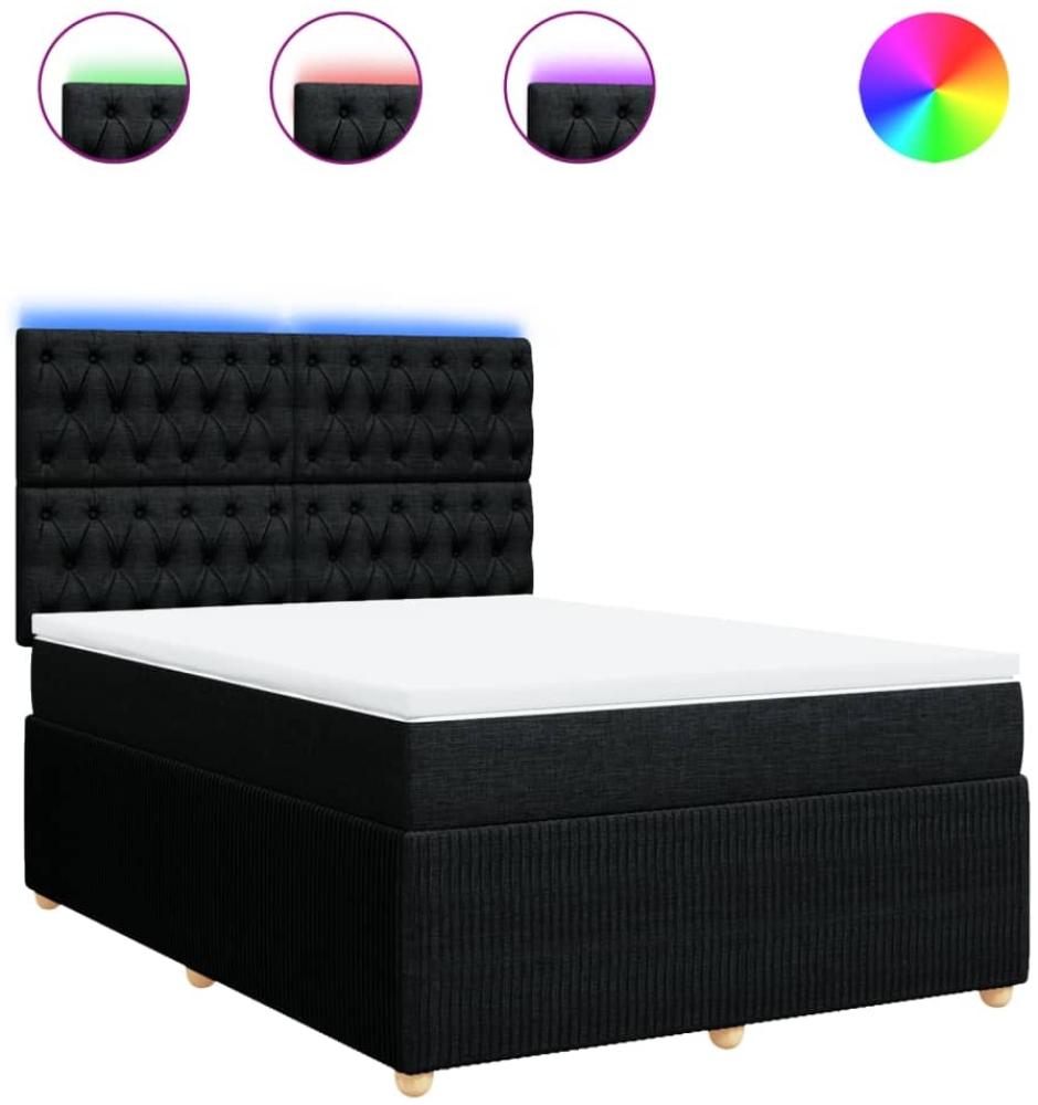 vidaXL Boxspringbett mit Matratze Schwarz 140x200 cm Stoff 3294388 Bild 1