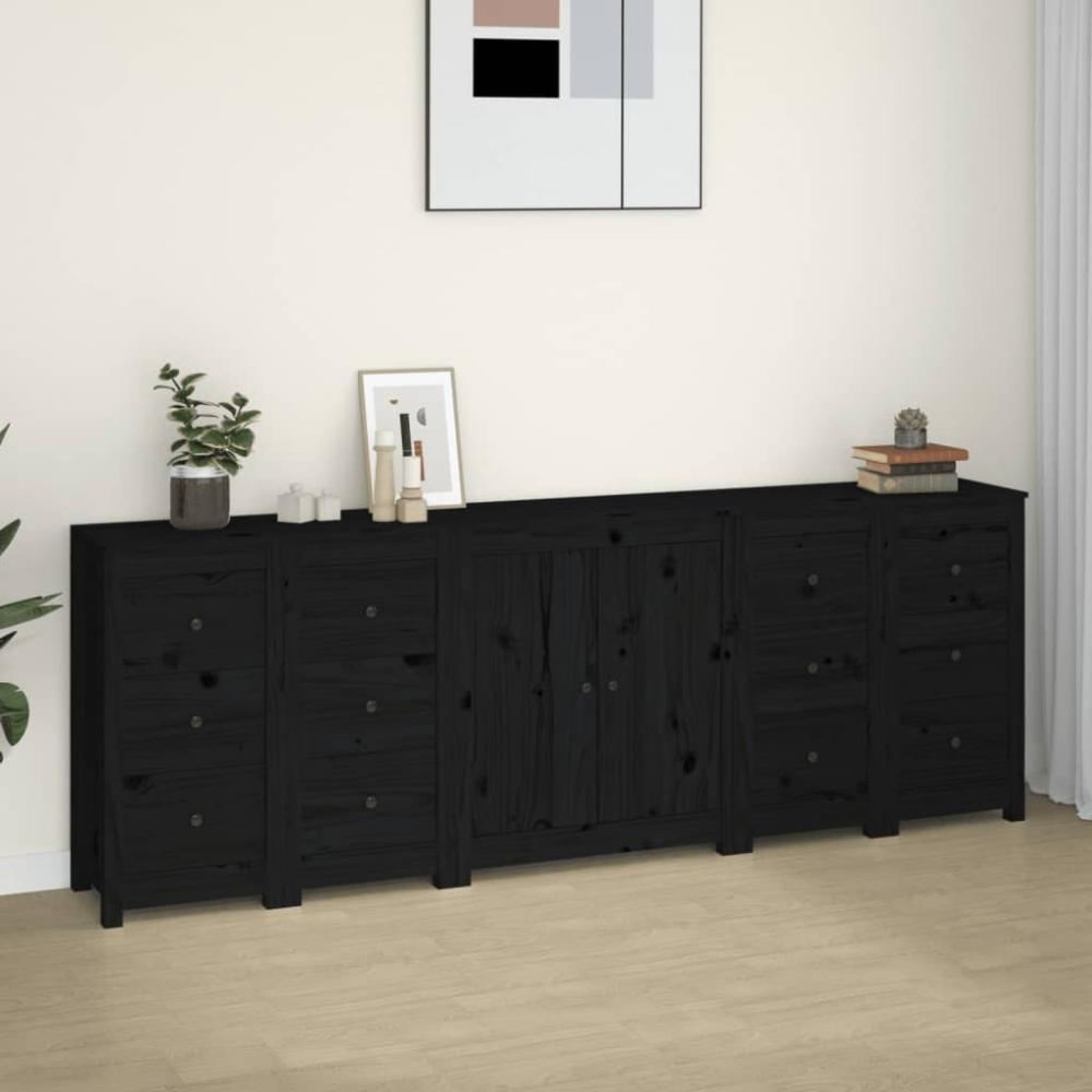 Sideboard Schwarz 230x35x80 cm Massivholz Kiefer [3114088] Bild 1