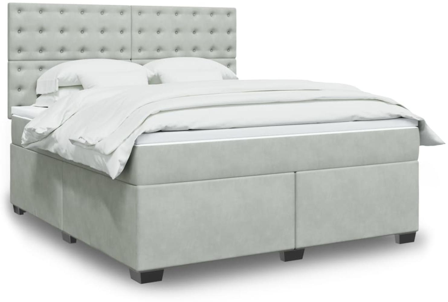 vidaXL Boxspringbett mit Matratze Hellgrau 180x200 cm Samt 3290990 Bild 1