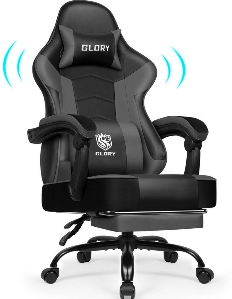 Hiazurm Gaming-Stuhl Gaming Stuhl Ergonomisch Gaming Chair Bürostuhl (Gaming Stuhl mit Fußstütze,Klappbare gepolsterte Armlehnen), Drehstuhl mit Wippfunktion, bis 150 kg Belastbarkeit Bild 1