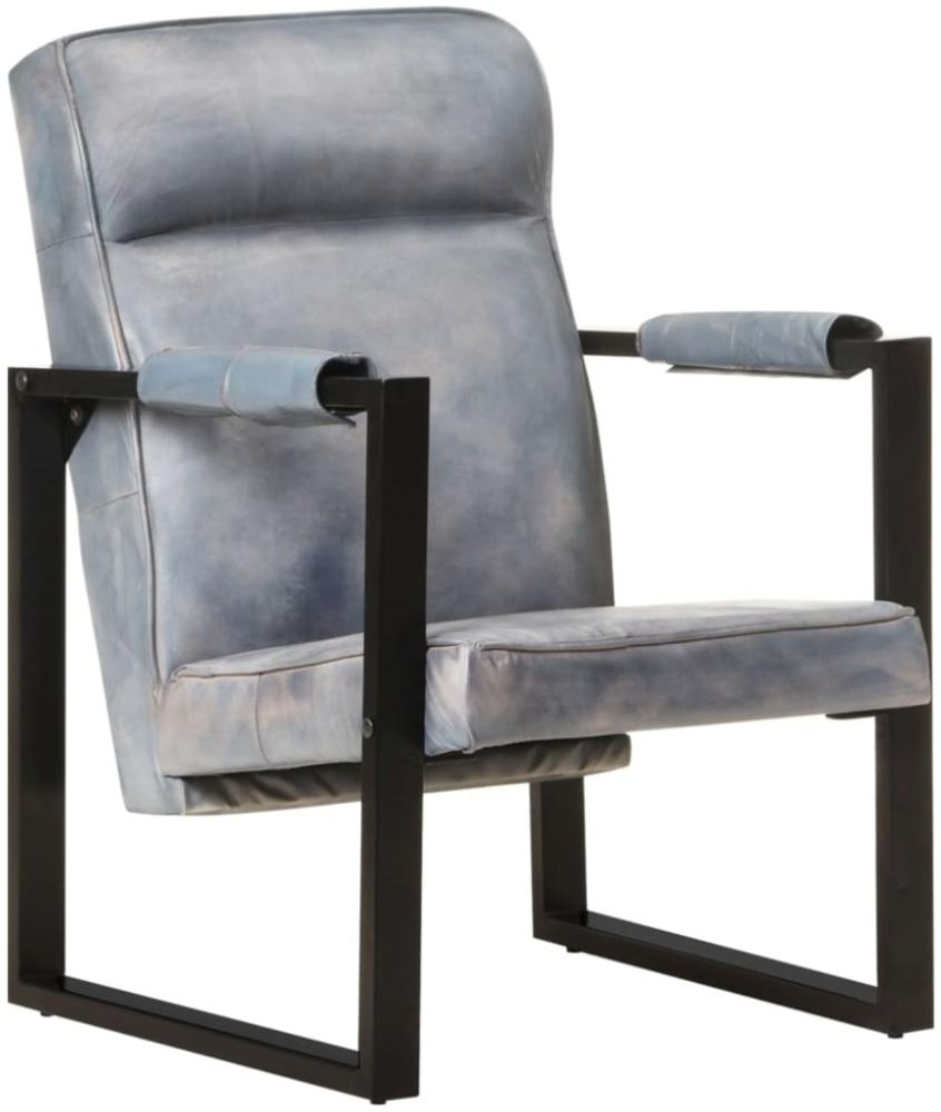 Sessel 60x75x90 cm Grau Echtes Ziegenleder Bild 1