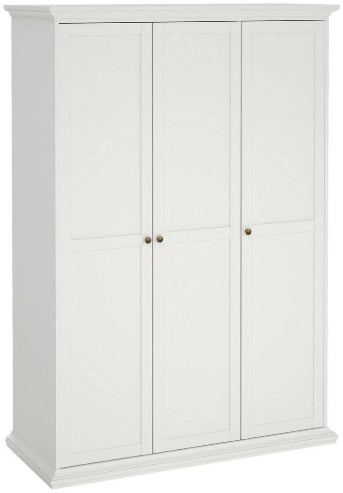 Dmora Kleiderschrank 3 Türen Dolor, Schlafzimmermöbel, Schrank, Garderobe, 139x61 h201 cm, Weiß Bild 1