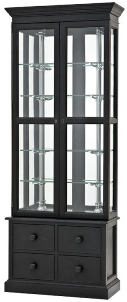 Luxus Glasvitrine mit Schubladen Ladeneinrichtung Shop & Hotel Möbel Empo - Luxus Kategorie - Eichenholz - Black Antique Finish - Schrank Vitrine Bild 1