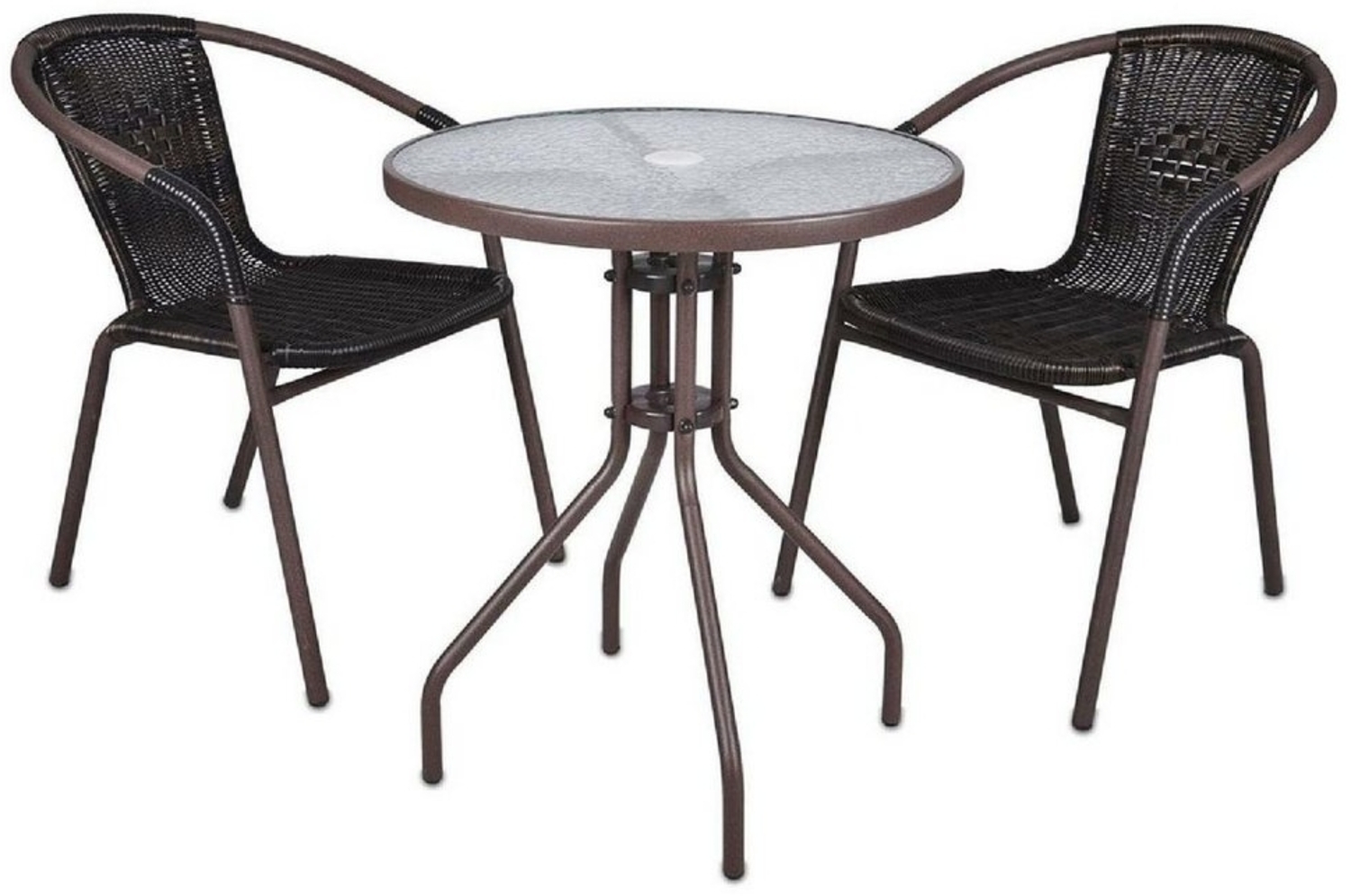 VCM Garten-Essgruppe 3-tlg. Bistroset Balkon Stuhl Tisch Set Braun Bild 1