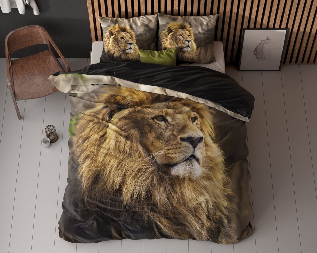 Sitheim-Europe Bettwäsche SLEEPTIME Lion Mind Taupe Bettbezug mit Kissenbezug, 100% Baumwolle, 2 teilig, 100% Baumwolle Bild 1