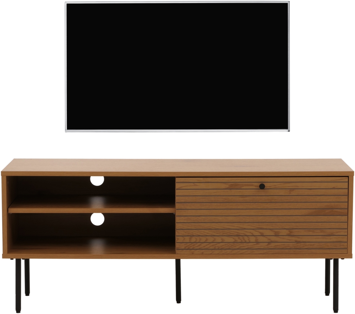 TV-Rack HWC-N78, Lowboard TV-Schrank, skandinavischer Stil Metall Holz Melamin MVG 50x120x40cm ~ natur Bild 1