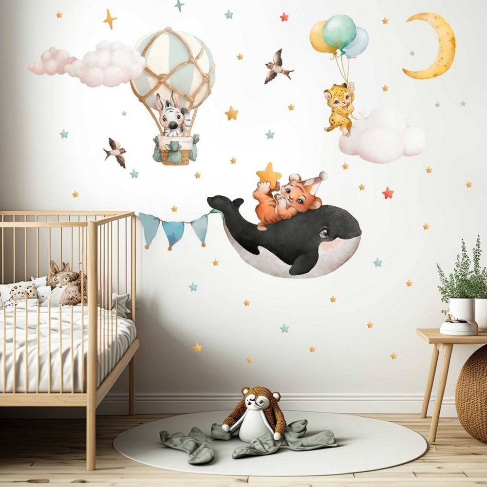 WANDKIND Wandtattoo Boho Tiere V406 Wal Tiger, wieder ablösbar Bild 1