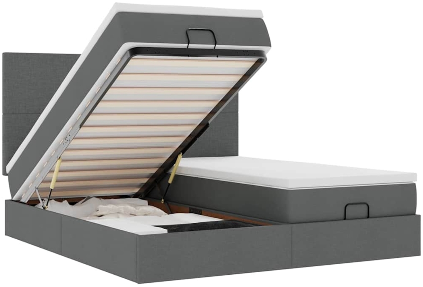 vidaXL Ottoman-Bett mit Matratzen Dunkelgrau 200x200 cm Stoff 3313679 Bild 1