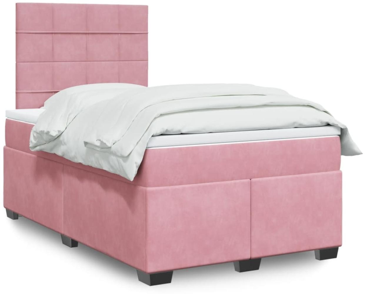 vidaXL Boxspringbett mit Matratze Rosa 120x200 cm Samt 3290887 Bild 1