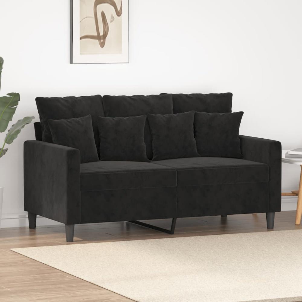 vidaXL 2-Sitzer-Sofa Schwarz 120 cm Samt Bild 1