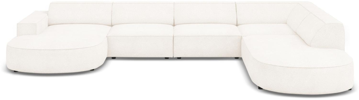 Micadoni 7-Sitzer Boucle Panorama Ecke rechts Sofa Jodie | Bezug Beige | Beinfarbe Black Plastic Bild 1