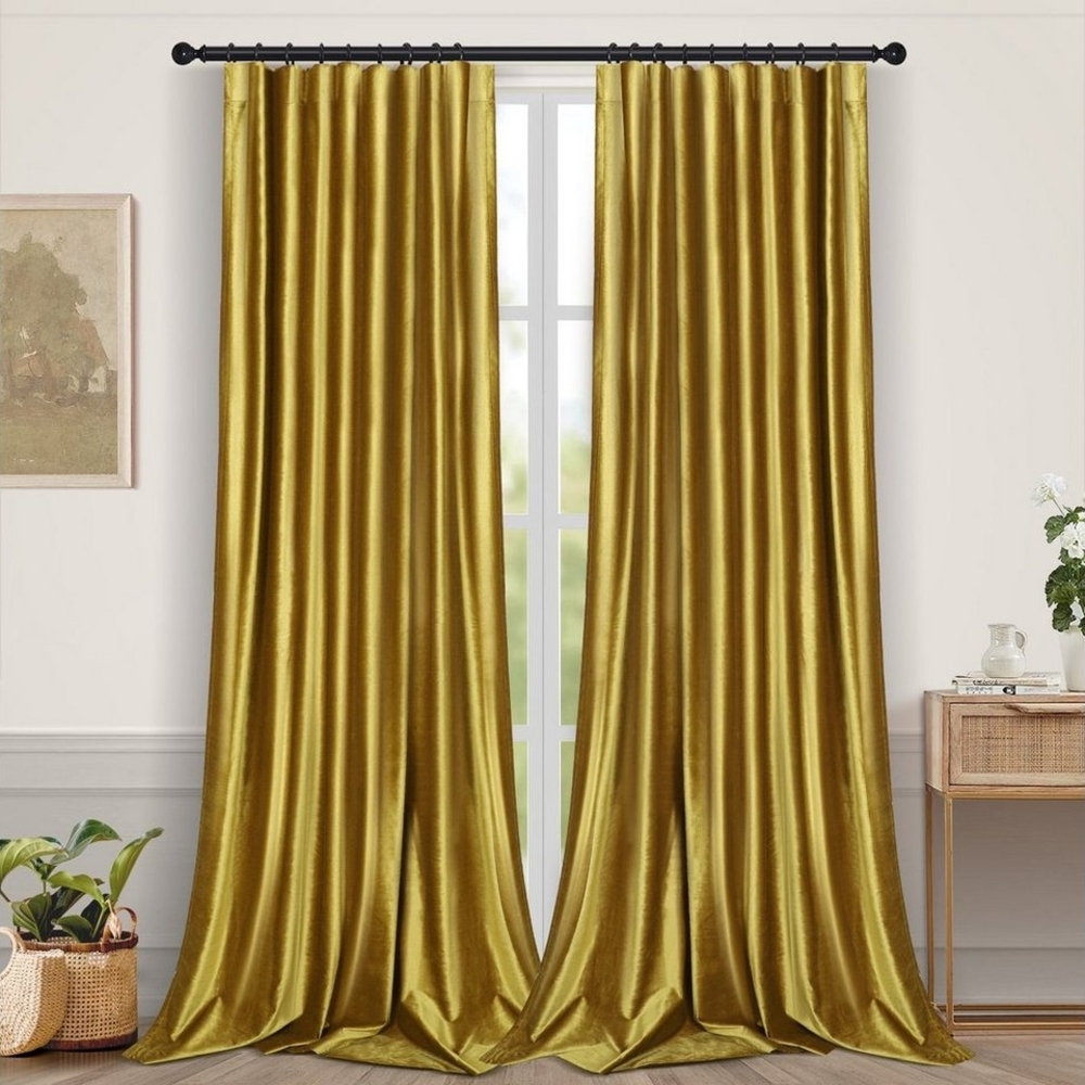 Sunicol Gardine Luxus Blickdicht, Samtvorhang, Thermo, Kräuselband Dekoschal, 2er Set, Verschiedene Aufhängeoptionen, Verdunkelungsvorhang, für Schlafzimmer Bild 1
