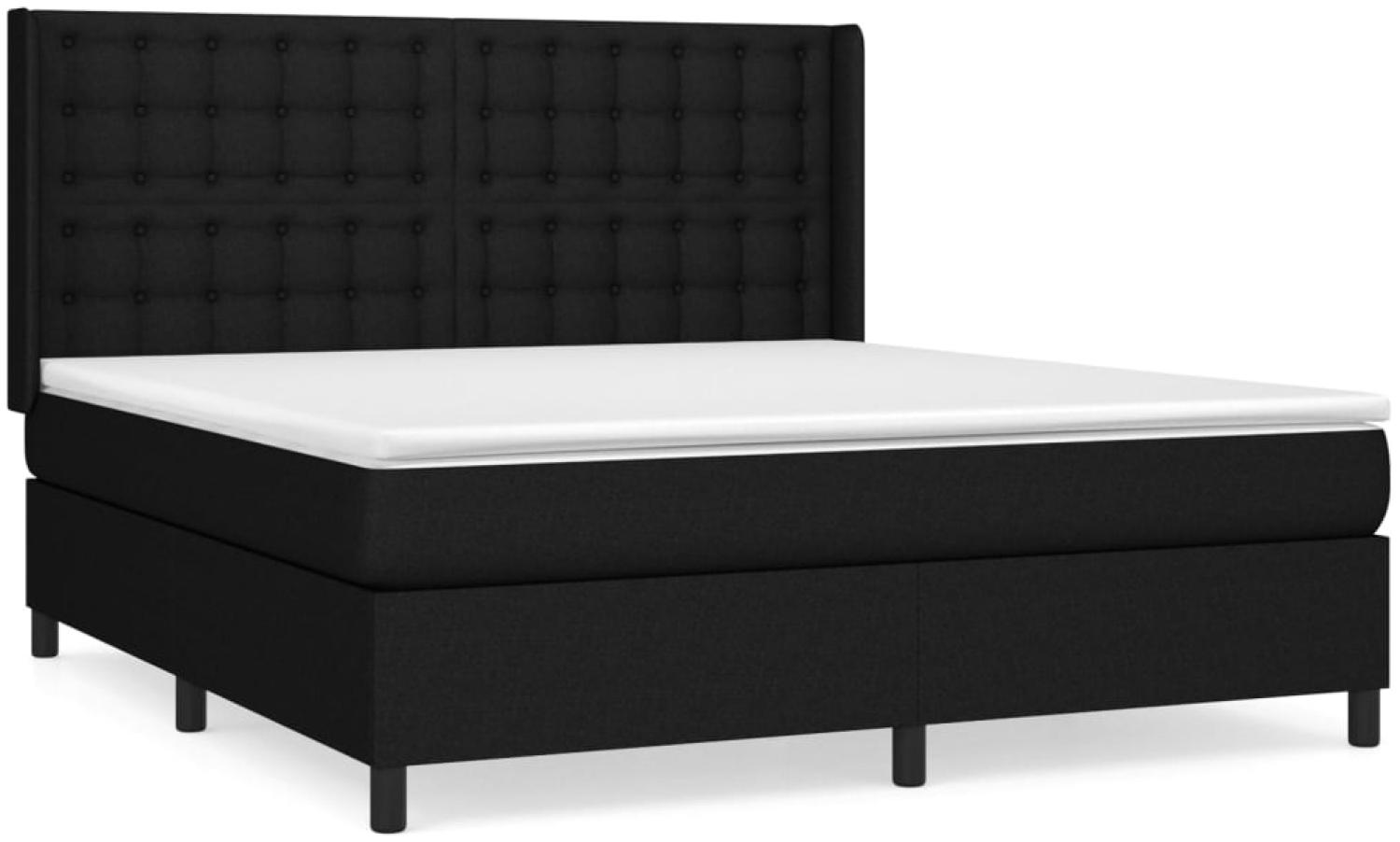 vidaXL Boxspringbett mit Matratze Schwarz 160x200 cm Stoff 3131763 Bild 1