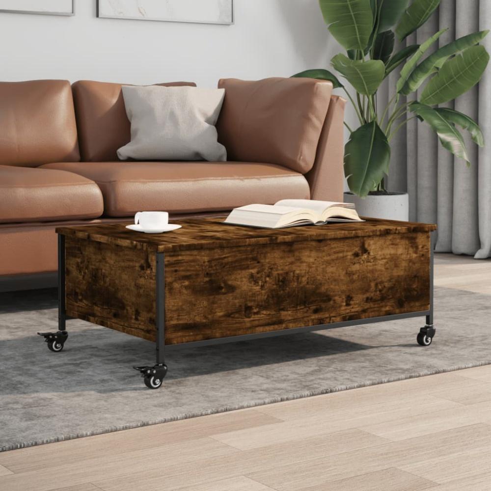 vidaXL Couchtisch mit Rollen Räuchereiche 91x55x34 cm Holzwerkstoff 842298 Bild 1