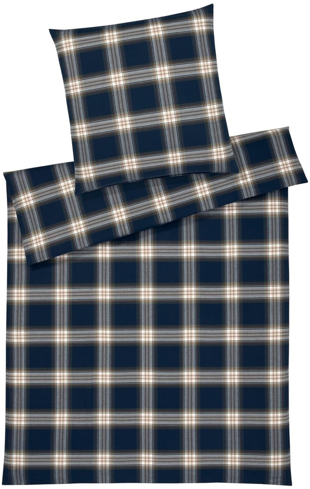 Elegante Flanell Bettwäsche Westminster 2666-24 Kariert Blau 135x200 Bild 1