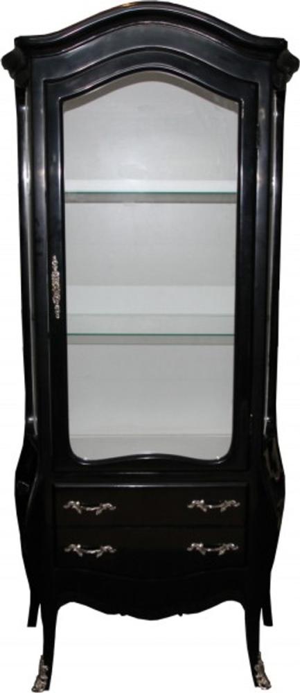 Casa Padrino Barock Vitrine in Schwarz/Weiss mit silbernen Griffen - Vitrinenschrank - Wohnzimmerschrank Bild 1