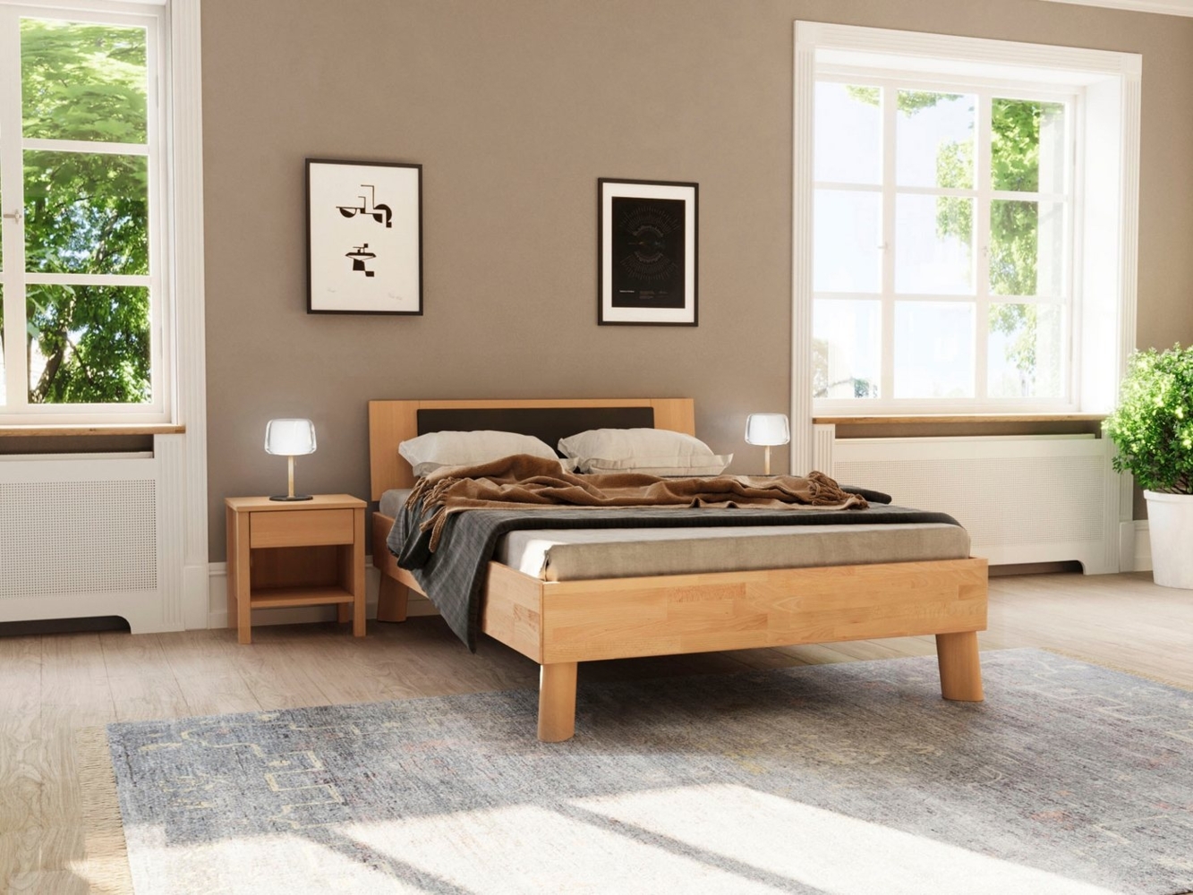 Home affaire Massivholzbett Chavot IV inkl. gepolstertem Kopfteil, wahlweise in Kernbuche oder Wildeiche erhältlich Bild 1