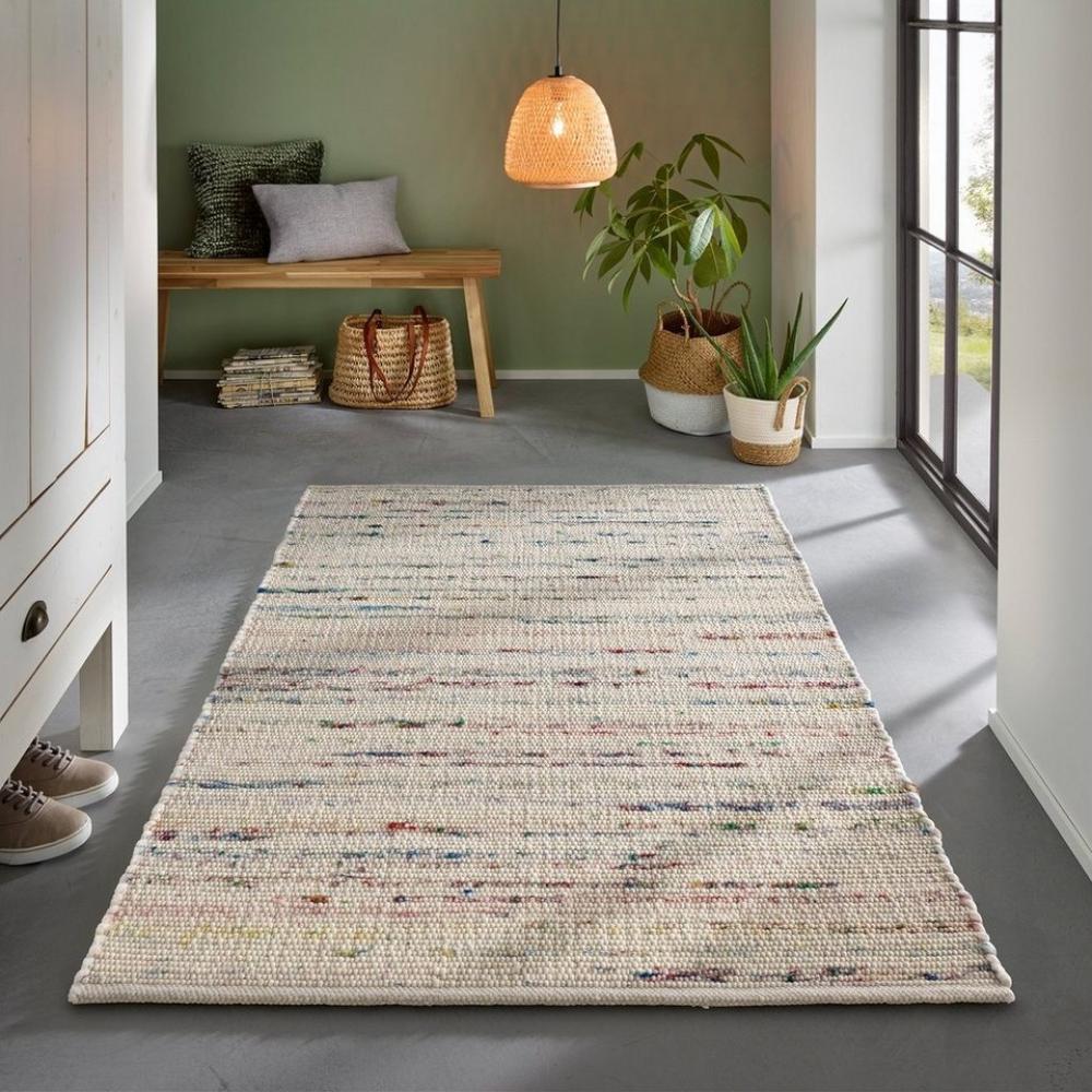 TaCa Home Wollteppich Wollteppich frei von Mottenschutzmitteln, rechteckig, Höhe: 10 mm, nachhaltige Schurwolle Wohnzimmer Schlafzimmer, Multi - 70 x 130 cm Bild 1