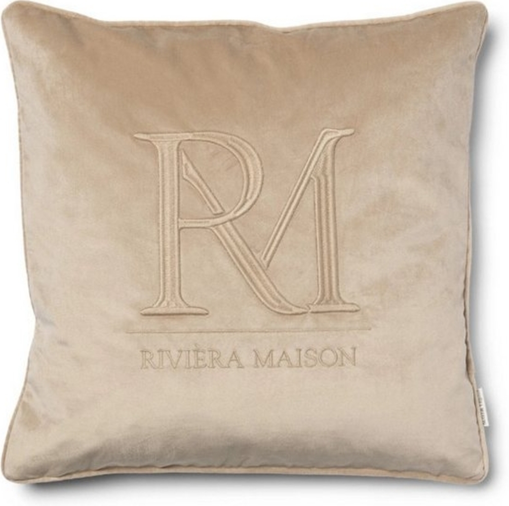 Rivièra Maison Kissenbezug Rivièra Maison RM Monogram Pillow Cover flax 50x50, Kissenbezug Bild 1