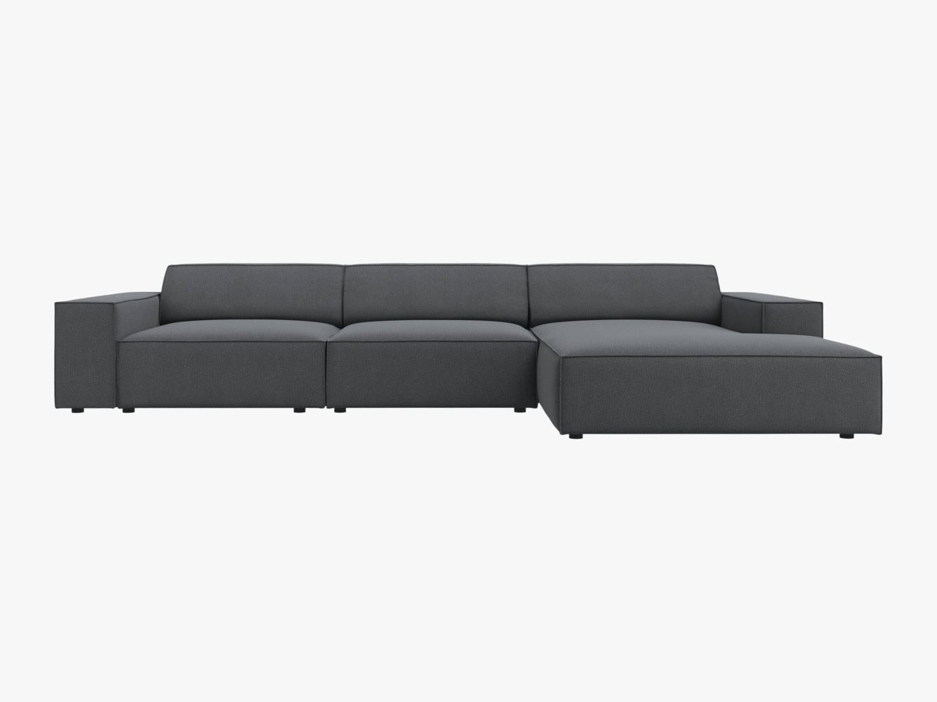 Micadoni Ecksofa Jodie 4-Sitzer Rechts Strukturierter Stoff Megan Dunkelgrau Bild 1