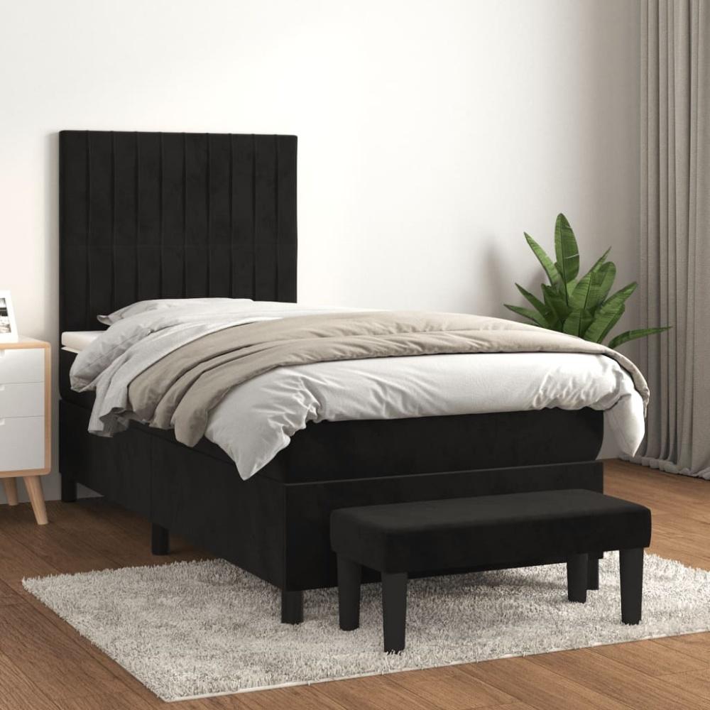 vidaXL Boxspringbett mit Matratze Schwarz 100x200 cm Samt 3137949 Bild 1