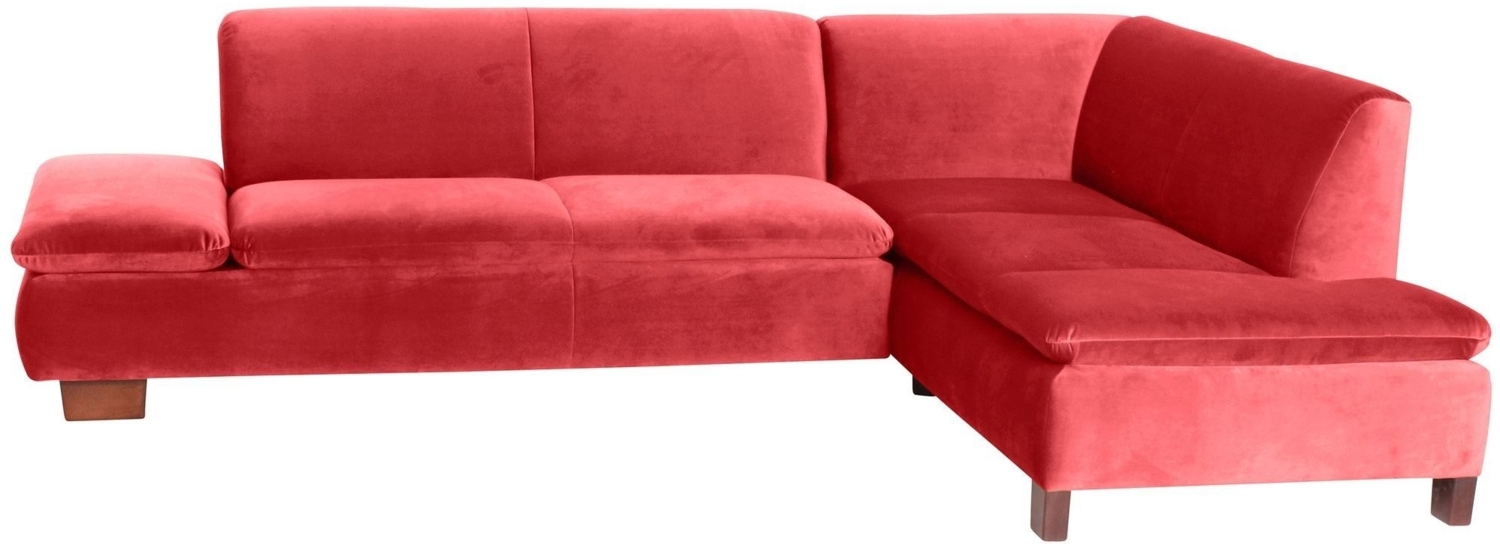 Ecksofa mit Ottomane rechts Kaye Bezug Samtvelours Buche nussbaum dunkel / rot 23078 Bild 1