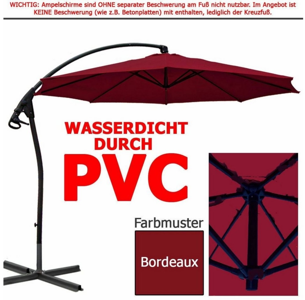 habeig Ampelschirm WASSERDICHT Ampelschirm 3m Marktschirm PVC Schirm 300cm Sonnenschirm, 100% Wasserdicht Bild 1