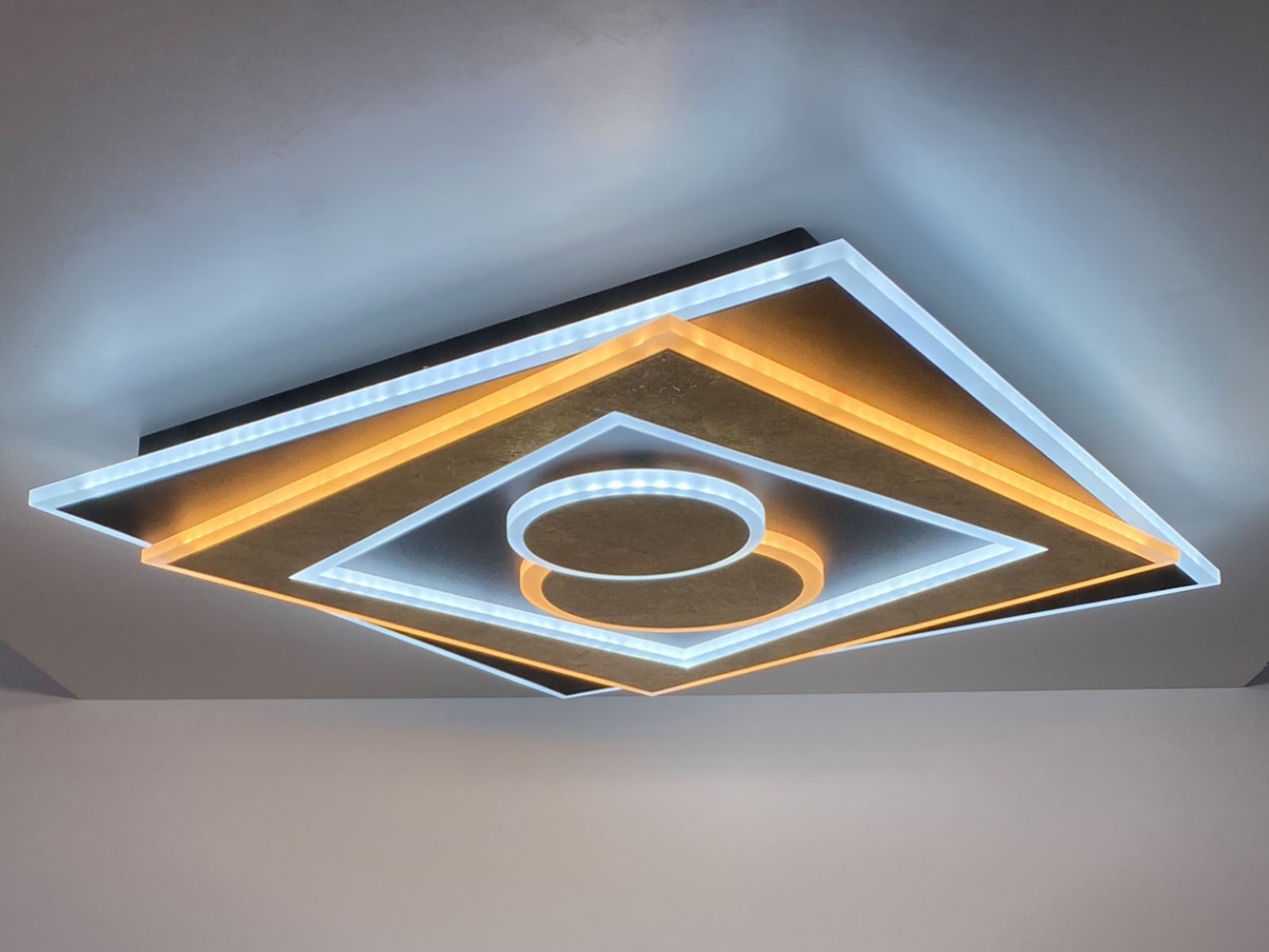 Fischer & Honsel 21425 LED Deckenleuchte Ratio sandschwarz blattgold CCT 50cm Bild 1