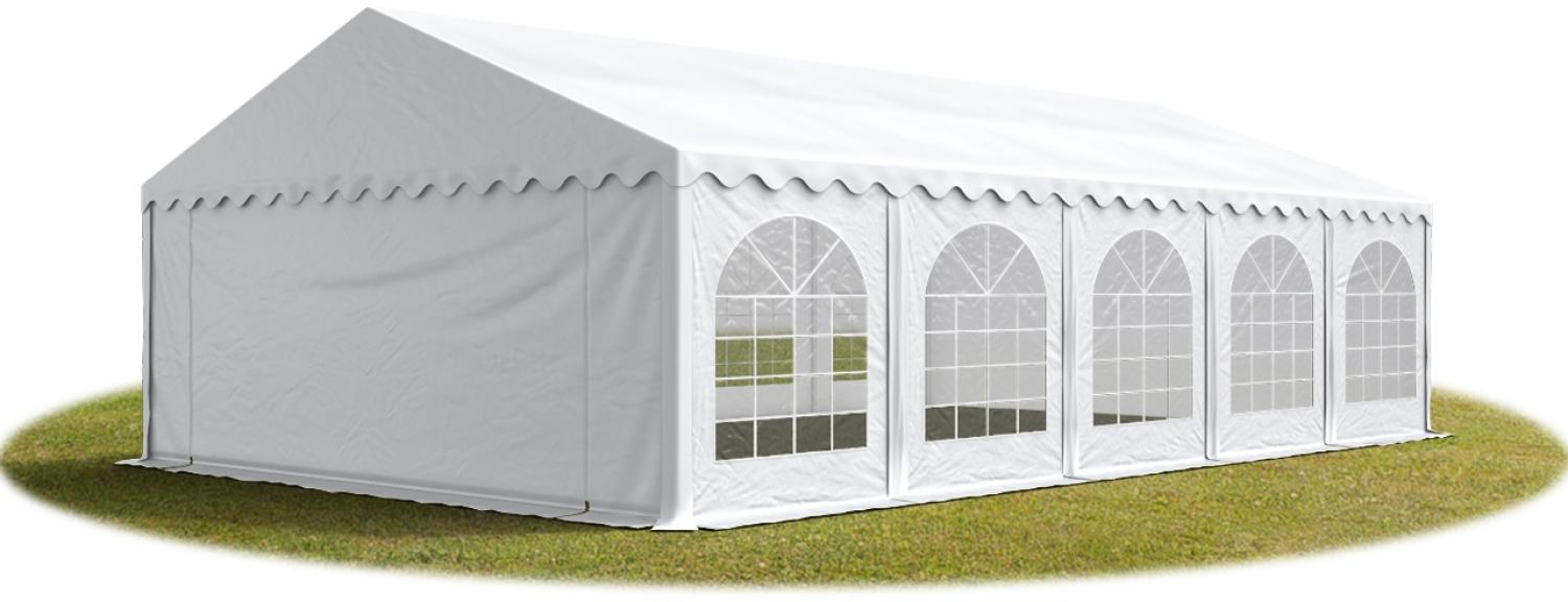 TOOLPORT Festzelt Partyzelt 6x10 m PREMIUM, hochwertige PVC Plane 750 N in weiß 100% wasserdicht mit Bodenrahmen Bild 1