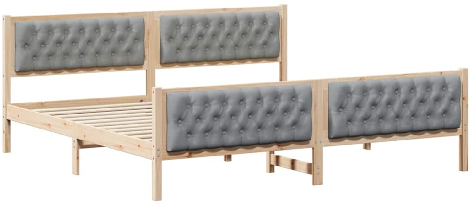 vidaXL Bettrahmen Hellgrau 200 x 200 cm Massives Kiefernholz 3394268 Bild 1