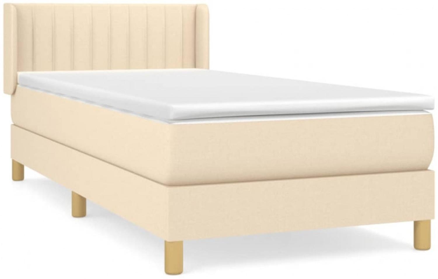 vidaXL Boxspringbett mit Matratze Creme 80x200 cm Stoff, Härtegrad: H2 [3130390] Bild 1