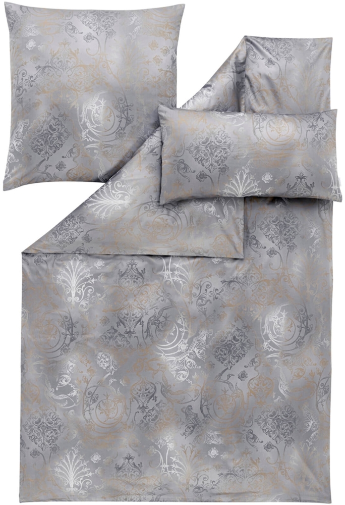 Estella Bettwäsche Svizzera 2054 810 Grau Schweizer Premium Satin 135 x 200 + 80 x 80 cm Bild 1