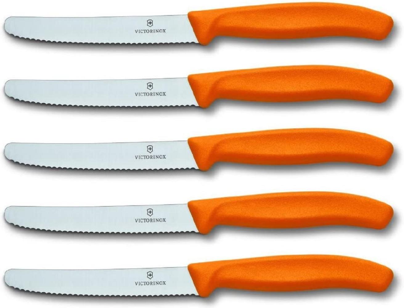 5 Stück Victorinox Tomatenmesser Swiss Classic Wellenschliff, Orange, 11 cm, 6.7836. L119.5 Bild 1